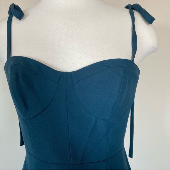 Dessy Collection NWOT Bustier Crepe Midi Bow Straps Evergreen Dress Size  2 - Picture 5 of 7